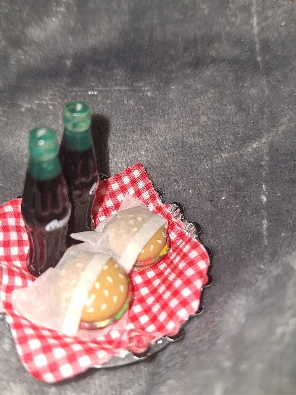 Vintage Minature Coke & Burgers~1998 Coca-Cola Car Hop Waitress Barbie~Dollhouse